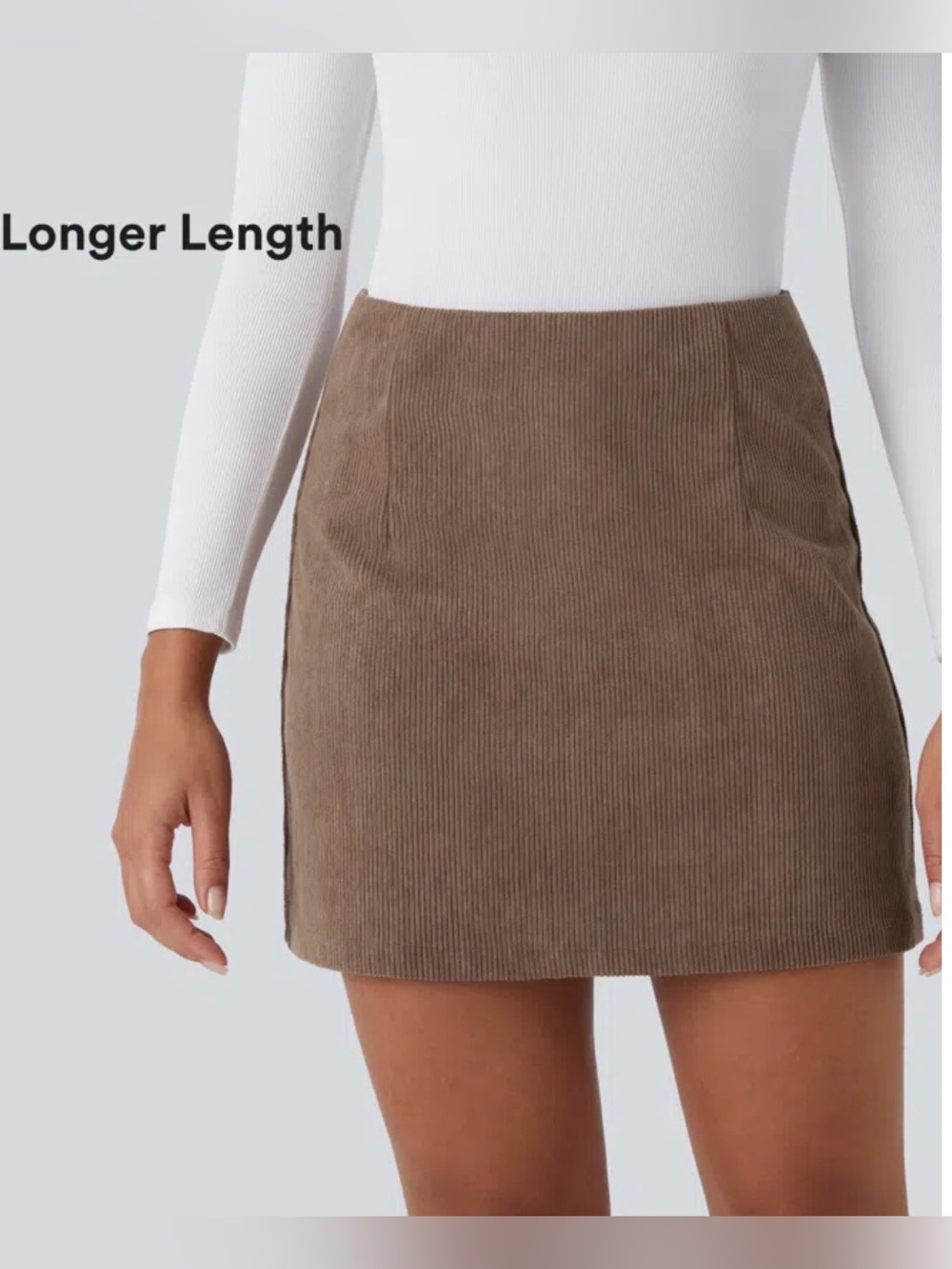 Halara High Waisted 2-in-1 A Line Mini Corduroy Casual Skirt-Longer Length Fall